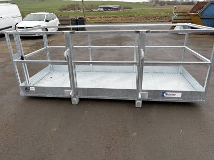 3m x 1.25m galvanised access platform c/w JCB Q-Fit brackets