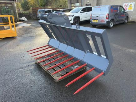 8 ft, 11 tine Muck fork with Merlo and 65mm pin slew brackets