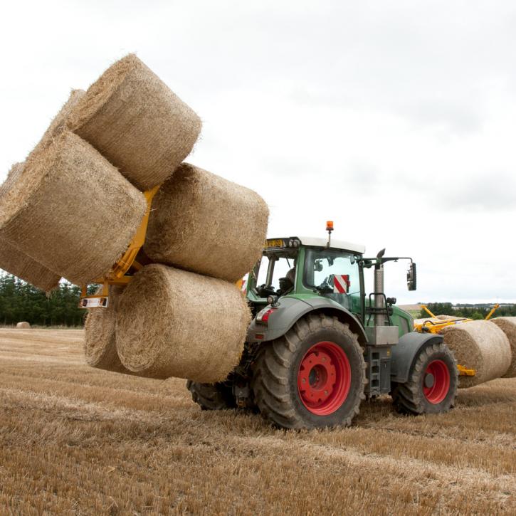 Octa-Quad Bale Handling System - front and rear sections for carrying 12 round bales or 6 Heston bales at a time.