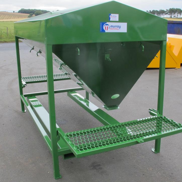 Additive hopper for a 40T bruiser with fork pockets and fold away platforms 