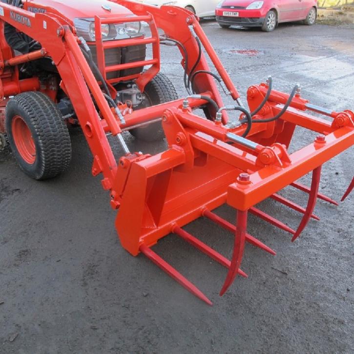 4ft Muck Fork and Top Grab on Kubota Tractor