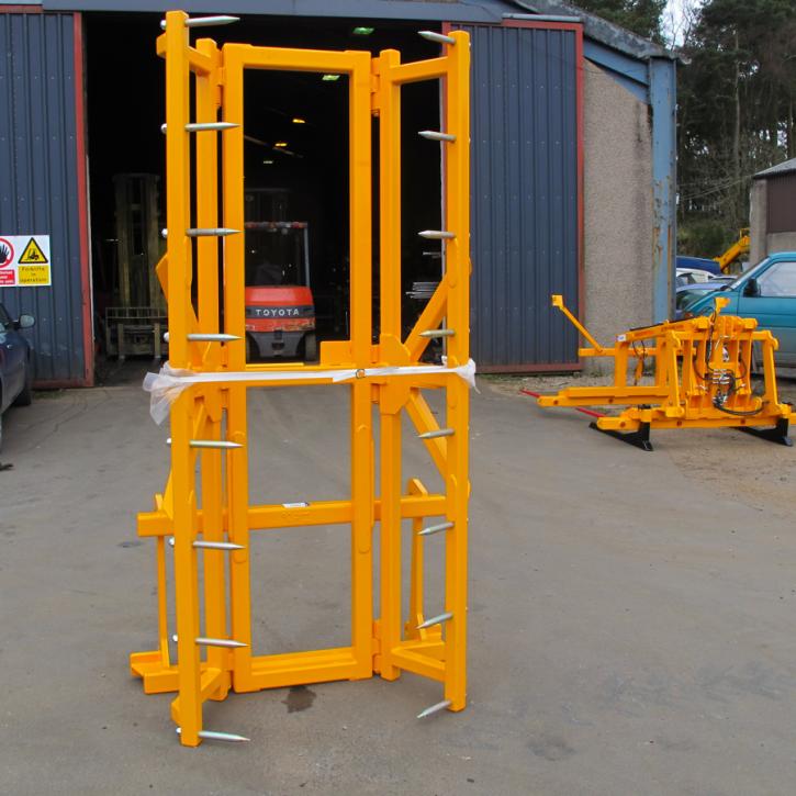 Murray Machinery Big Bale Stacker - for stacking round bales on their ends either 2 or 3 at a time. Showing the 3 bale version. The safest way to stack round bales.