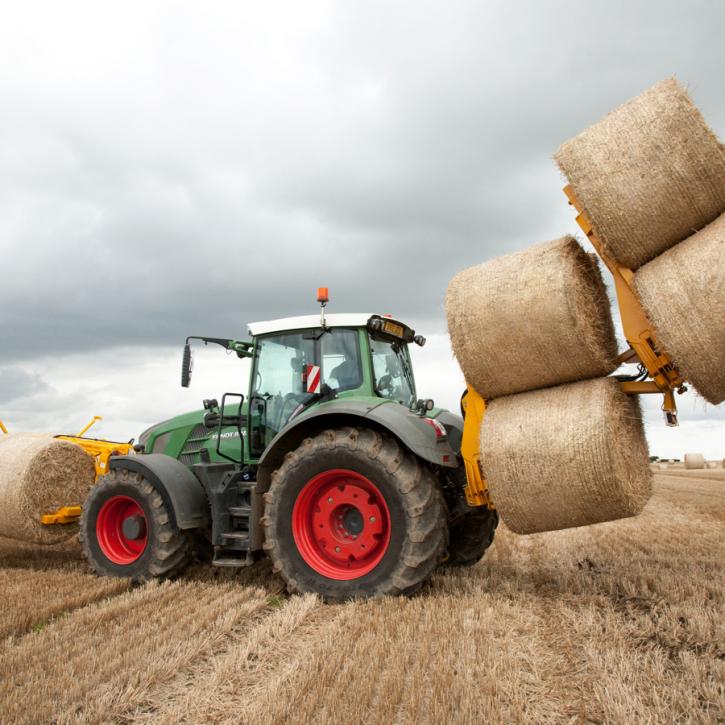 Octa-Quad Bale Handling System - front and rear sections for carrying 12 round bales or 6 Heston bales at a time.