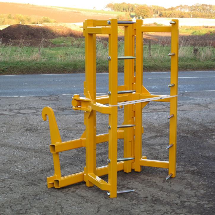 Murray Machinery Big Bale Stacker - for stacking round bales on their ends either 2 or 3 at a time. Showing the 2 bale version. The safest way to stack round bales