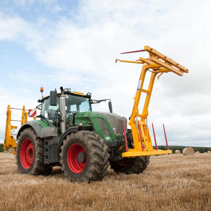 Octa-Quad Bale Handling System - front section for carrying 4 round bales or 2 Heston bales at a time. Showing folding version.