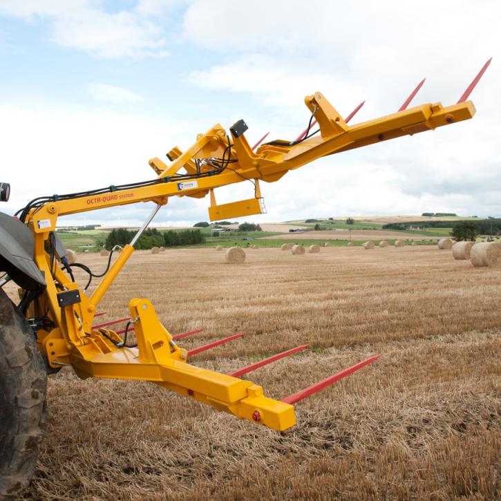 Octa-Quad Bale Handling System - rear section for carrying 8 round bales or 4 Heston bales at a time. Showing folding version.