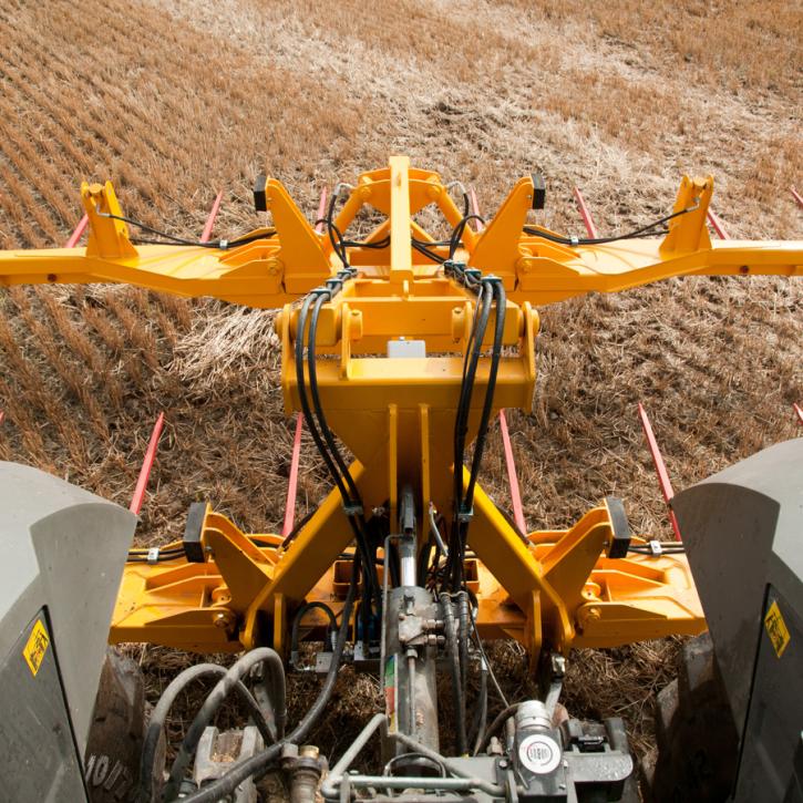 Octa-Quad Bale Handling System - rear section for carrying 8 round bales or 4 Heston bales at a time. Showing folding version.