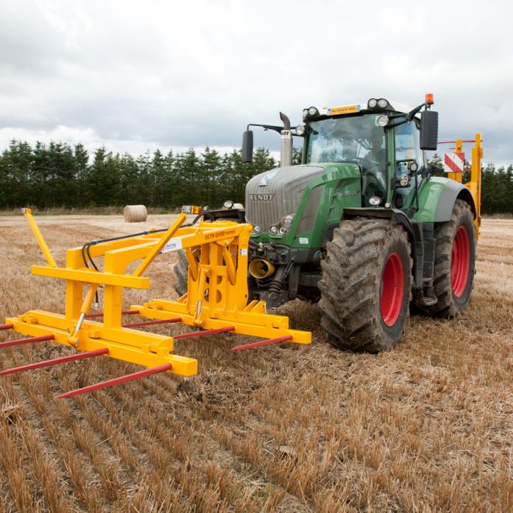 Octa-Quad Bale Handling System - front section for carrying 4 round bales or 2 Heston bales at a time. Showing folding version.