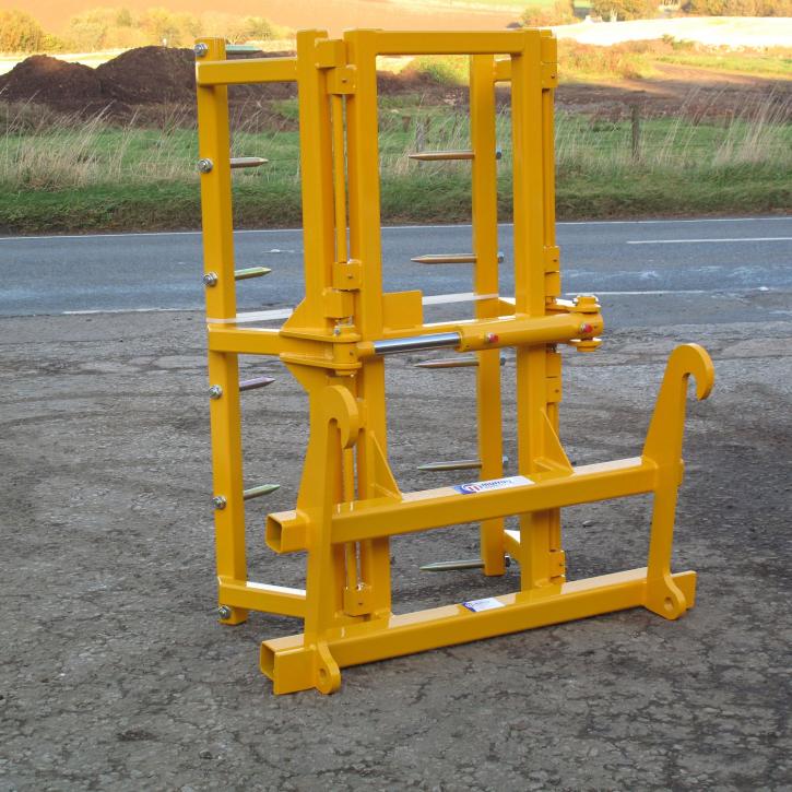 Murray Machinery Big Bale Stacker - for stacking round bales on their ends either 2 or 3 at a time. Showing the 2 bale version. The safest way to stack round bales