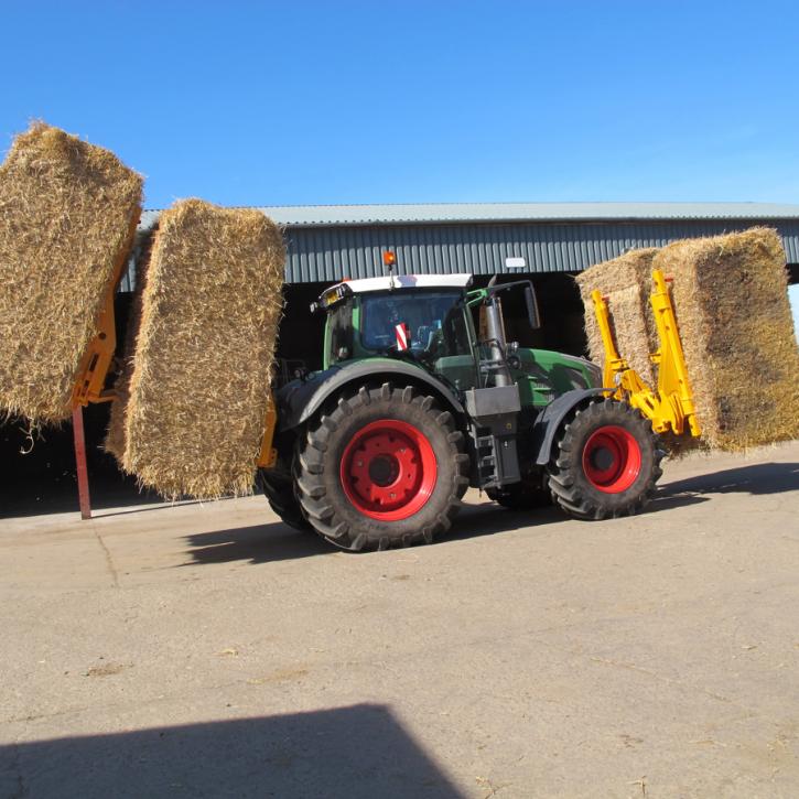 Octa-Quad Bale Handling System - front and rear sections for carrying 12 round bales or 6 Heston bales at a time.